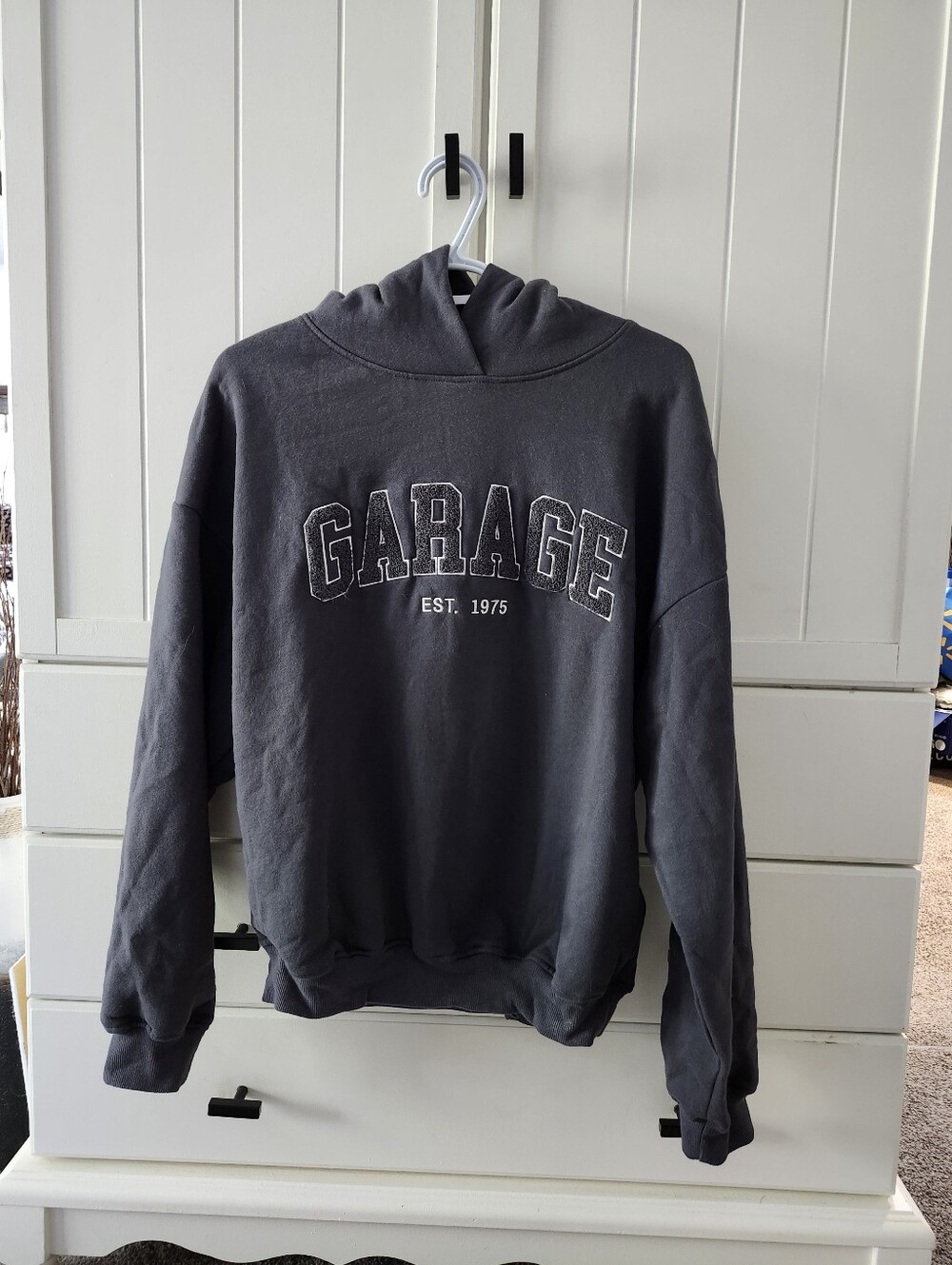 Garage Est. 1975 Pullover Hoodie - Charcoal Oversized Xxs